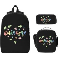 Heartstopper Heart Of Leaves Backpack Boys Girls BookBag School Bag Computer Shoulder Bags 3ps Insulated Lunch Bag Pencil Case