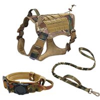 Adjustable Tactical Dog Collar Leash Harness for Medium Large Dogs Pet Accessories Durable Training Gear for German Shepherds