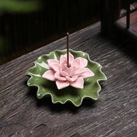 Handmade Imitation Floral Thread Incense Tray - Home Tea Room Aroma Diffuser Lotus Leaf Base Buddha Hall Incense Burner