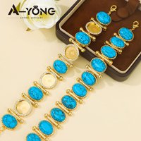 Ethiopia Fashion Turquoise Bracelet 21k Gold Plated Turkish Zirconia Vintage Coins Bracelets Arabic Muslim Women Event Party Jew