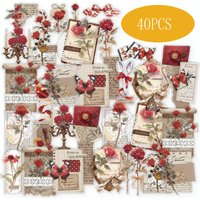 Etori Life Red Enchanting Rose Red Love Letter Vintage Journal Pattern Stickers for Scrapbooking Supplies, Photo Albums, Room Decoration, Envelopes, Magazines, Student Stationery, DIY Crafts,