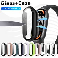 Glass+Case for Xiaomi Mi Band 10 Tempered Glass Screen Protector & Hard PC Protective Bumper Covor for Mi Band10 Accessories