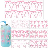 Popular Cute Pink bowknot Artwork UV Sticker Party DIY Decals 3D transfers uvdtf tumbler seal stickers 16oz uv dtf cup wraps