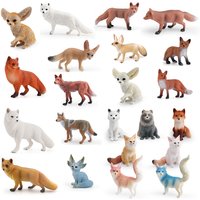 Realistic Fennec Fox Arctic Fox Tanuki Cat Figurine Hand-Painted Woodland Miniature Animals Model Educational Toys Gift for Kids