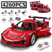 Zestaw klocków konstrukcyjnych 1:8 Techniczny RC LED Super Sportowy Samochód Wyścigowy, Model Pojazdu do Wyścigów w Mieście, Zabawka z Klocków dla Dzieci, Prezent Urodzinowy