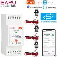 TUYA WiFi Smart Three Phase AC90-480V Bi-Directional Measurement Power Energy kWh Meter Monitor with 3PCS CT Clamps Switch Relay