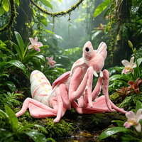 28CM New Simulation Cute Pink Orchid Mantis Plush Toys Soft Animals Malaysian Hymenopus Coronatus Plushies Insect Doll Kid Gifts