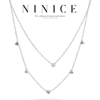 NiNice Necklaces for Women Stainless Steel Jewelry Original Double Layered Heart-Shaped Zirconia Pendant Summer Fashion Trend