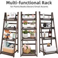 4 Tiers Wooden Flower Display Stand Ladder Storage Shelf for Indoor Outdoor