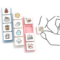 Cute Cartoon Stamp Daily Life Work Good MoodSeries Cartoon Mini Pattern Stamps for JournalingPlanner Diy Scrapbooking Decor Seal