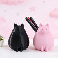 3D Printed Three-Dimensional Cat-Shaped Pen Holder and Storage Container, Made of Petg Material, with a Creative and Stylish Cat-Shaped Design, Suitable for Organizing Miscellaneous Items on the
