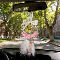 Handcrafted Butterfly & Lily of the Valley Car Rearview Mirror Hanging Ornament Creative Romantic Car Decoration Feather Design