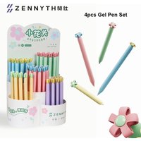 4pcs Flower Gel Pen 0.5mm Core Aesthetic Signature Pens for Kid Girl Teen Student Adult Writing Noting Journaling Cute Supplies