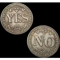 1/2pcs Double-Sided YES/NO Lucky Coin - Antique Silver-Gray Iron, Floral Design, Collectible Souvenir & Gift