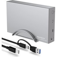 RSHTECH USB C to SATAIII Hard Drive Enclosure Portable Aluminum External 3.5" HDD Storage Case Box for SATA I/II/III HDD SSD