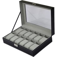 Uhren-Organizer-Box mit 6–10–12 Fächern, Uhrengehäuse mit großen abnehmbaren Uhrenkissen aus Glas, Uhrenbox-Organizer, Geschenk für geliebte Menschen