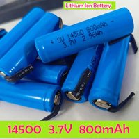 Original 14500 Battery 3.7V 800mah Lithium Ion Battery, with Welding for Electric Toothbrush, Razor, Barber Rechargeable Battery