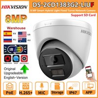 Hikvision 8MP IP-Kamera DS-2CD1383G2-LIUF, integriertes Mikrofon, Dual-Light, 4K Smart Hybrid Light, SD-Kartensteckplatz, feste Turret-Netzwerkkamera