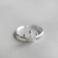 Fashion 925 Sterling Silver Jewelry Cute Opening Small Crown Creative Opening Rings R061