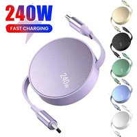 PD 240W Fast Charging Type C Cable Retractable USB C To USB C Data Cord For IPhone Huawei Xiaomi Realme Retractable Data Cable