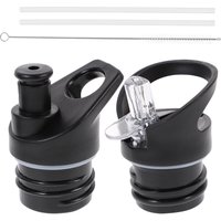 2Pcs Black Plastic Bottle Lid Suction Nozzle Cover Sport Water Bottle Replacement Cap for Hiking Travel Suction Nozzle Cover