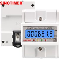 Din Rail 380V 100A 3 Phase 4 Wire Electronic Watt Power Energy Meter Wattmeter kWh LCD Backlight Display With Transparent Cover