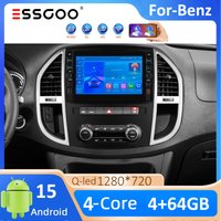 ESSGOO 4+64GB für Mercedes Benz Vito 3 W447 2014–2020 Carplay Android 15 Autoradio 2 DIN mit Navigation und Multimedia, 2 USB, Bluetooth‑Musik, Video‑Player Stereo, DAB+, Kamera.