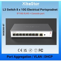 XikeStor Layer 3 Managed Ethernet Switch,8 full 10G RJ45 ports,Support static routing/vlan division,Temperature controlled fan