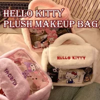 Cute Cartoon Hello Kitty My Melody Fashion Plush Cosmetic Bag Waterproof Large-capacity High-value Portable Storage Bag