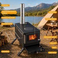 Tragbarer Campingofen für Zelte, kein Rauch, einfache Installation, zusammenklappbarer Camping-Holzofen, Zeltofen mit Schornstein zum Heizen, Kochen und Eisfischen im Freien.