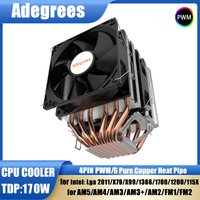 6 Heatpipes CPU Cooler PC Processor Silent Cooling fan For Intel LGA 1150 1151 1156 1700 2011 X99 1366 AM3 AM4 AM5 ventilador