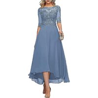 Chiffon 3/4 Sleeves Mother Of The Bride Dress Lace Applique Wedding Guest Dresses Vestido De Festa Longo