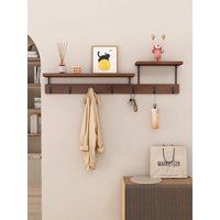 Solid wood clothes hook, multifunctional coat hook on the entrance entrance wall, key hook, wall mounted non perforated row hook