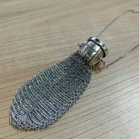 1Pc Handmade British Change Victoria Era Pure Silvery Twist Cap Top Mesh Belt Mini Vintage Double Coin Purse Rare Collection