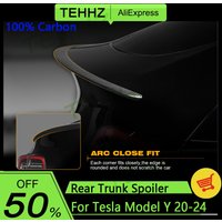 100% Real Carbon Fiber Spoiler For Tesla Mode Y 2020-2024 Trunk Wing Real Dry Carbon Original Exterior Accessories Auto Parts