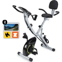 Kehot Klappbares Heimtrainer mit Bluetooth-App, Magnetisches X-Bike mit Pulssensor, Widerstandsbändern, LCD-Monitor, 145KG Tragkraft Indoor-Fitnessfahrrad