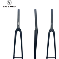 Vitchey Full carbon bike fork, full internal cable alignment thru-axle rigid bike fork, spinal canal, carbon fibre reinforced.