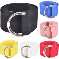 Unisex Casual Double D-Rings Nylon Canvas Stripes Buckle Waistband Outdoor Belts