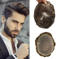 AIR-Lace|Men Wig French Lace Hair System For Men 80% Ultra soft and Comfortable Favored by North American Male Hair Prosthesis