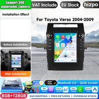 Hizpo 9,7-calowy samochodowy radio multimedialne z obsługą CarPlay, odtwarzacz wideo, ekran samochodowy do Toyoty Corolla Verso 2004–2009, 8-rdzeniowy procesor, Android 16, FM, 4G, GPS, Bluetooth,