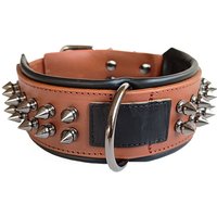 Nail leather dog collar, luxurious leather pet collar, rivet nail anti bite dog chain, thickened widened with padding,bully dog