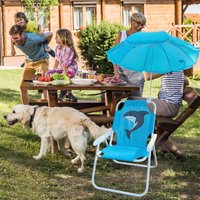 Kids Camping Chair with Outdoor Umbrella Folding Lightweight and Sturdy Wind Resistant Sand Seat for Garden Patio Pool Picnic