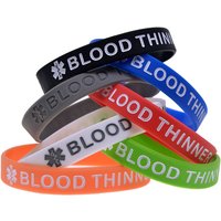 1PC/7PCS Blood Thinner Silicone Bangle Medical Alert Bracelets Essential Safety ID Wristband for Anticoagulant Users