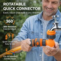 360° Rotatable Garden Hose Quick Connector Leak-Free Water Tap Adapter for Standard Hoses Anti-Kink Garden Irrigation Fitting
