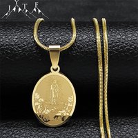 Virgin Mary Pendant Believer Necklace For Women Stainless Steel Religious Catholic Clavicle Chain Choker Necklaces Jewelry N2056