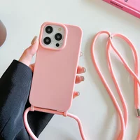 Crossbody Necklace Strap Lanyard Cord Soft Silicon Case For iPhone 17 15 16 E 14 13 11 12 Mini Pro Max X XS XR 15 8 7 Plus Cover