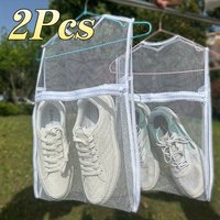 2Pcs Thick Mesh Laundry Shoe Bags Reusable Zipper Design Sneaker Clothes Drying Net Pouch for Home Balcony Outdoor Use