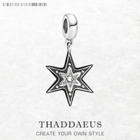 New Black Star Pendant Dangle Charm 925 Sterling Silver Fine Jewelry For Woman Men Vintage Gift
