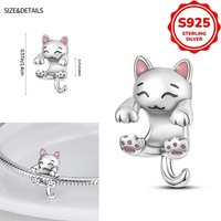 Plata De Ley 925 Silver Kitten Charms Beads Womens Original Bracelets DIY Jewelry Pendant Fine Gifts