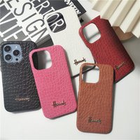 Luxury Business Metal Letters Couple Hard Case For Iphone 15 14 11 12 13 Pro Max 7 8 Plus Xr X Xs Animal Leather Cover Fundas